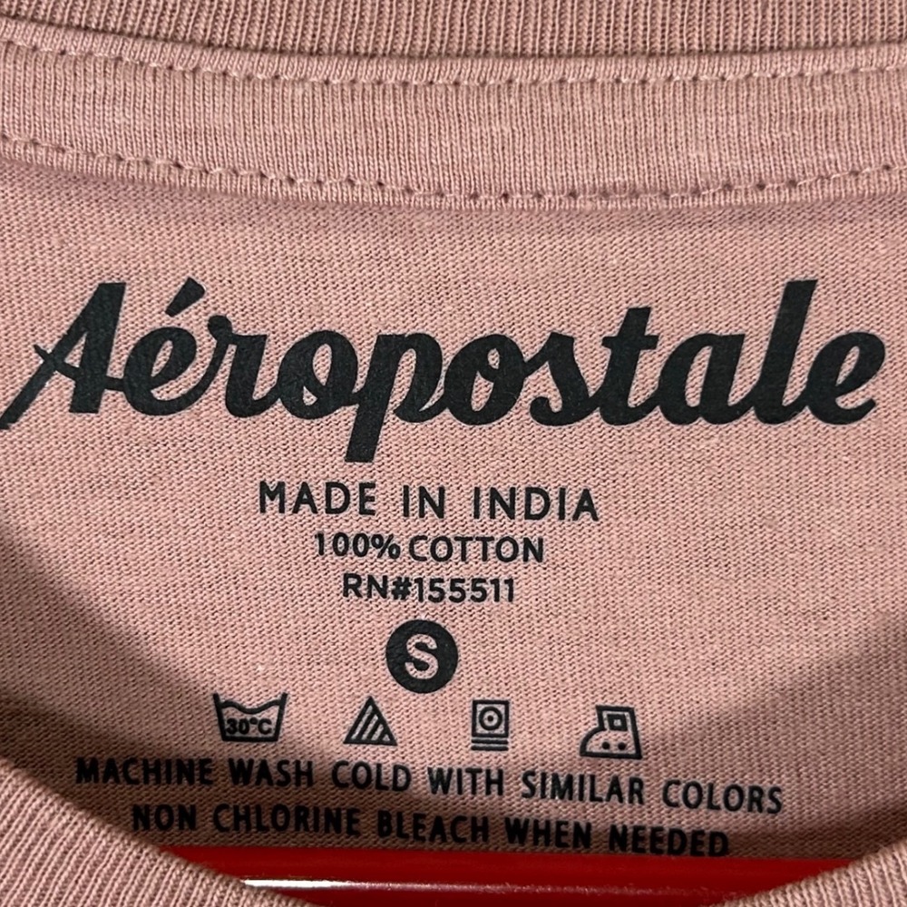 Aeropostale Mens Graphic Tee Fawn Pink Brown Logo T-Shirt Size Small New - Picture 3 of 8